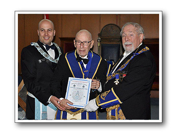 V.W. Bro. Leonard I. Levy 50 years a Past Master Certificate 